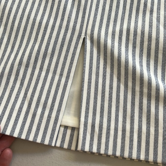ANTONIO MELANI Paperbag High Waist Midi Pencil Skirt Striped Blue White Size 6 - Picture 7 of 11